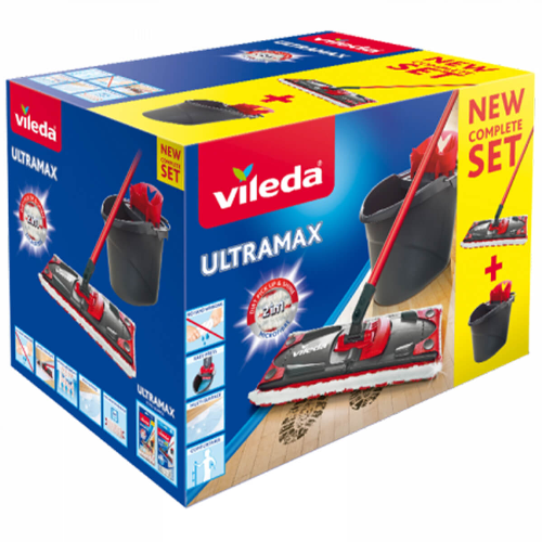 Комплект за Почистване VILEDA UltraMax Box Кофа + Бърсалка с Дръжка 1