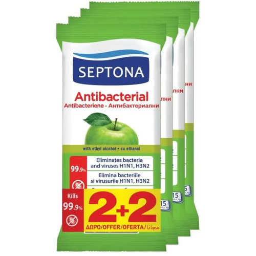 Антибактериални Кърпи SEPTONA Green Apple 2+2 х15бр 1