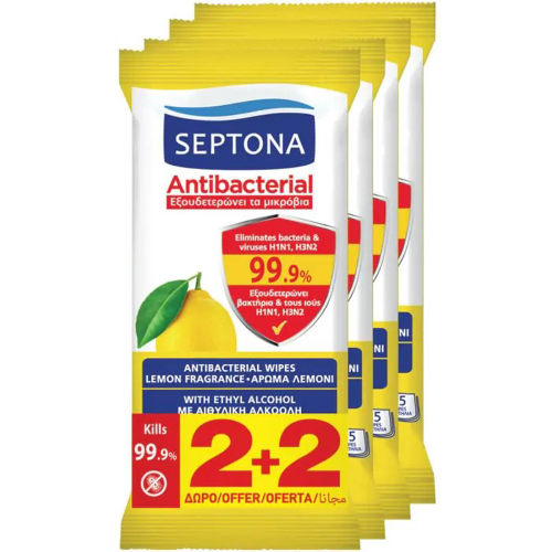 Антибактериални Кърпи SEPTONA Lemon 2+2 х15бр 1