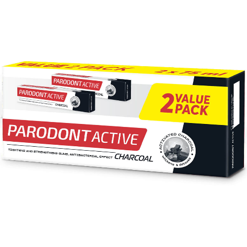 Паста за Зъби ASTERA Parodont Active Charcoal 1+1 2х75мл 1