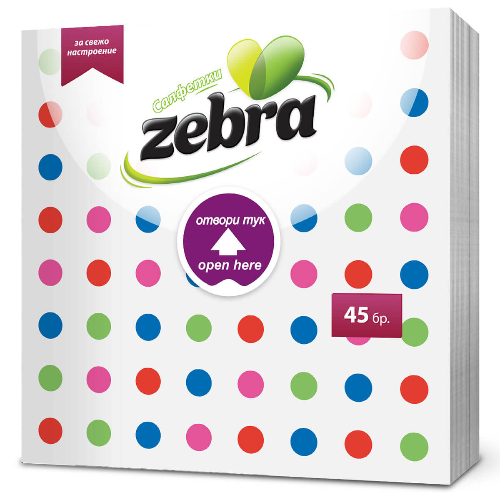 Салфетки ZEBRA с Точки 33х33 45бр 1