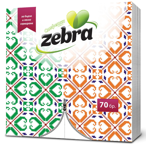 Салфетки ZEBRA Сгънати 33х33 70бр 1