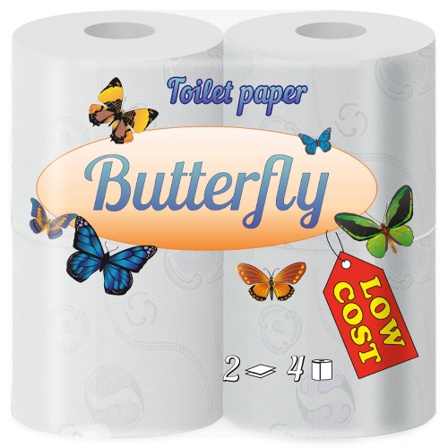 Тоалетна Хартия BUTTERFLY 2 пласта 4бр 1