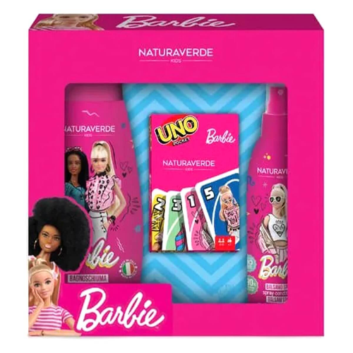 Детски Комплект NATURAVERDE BARBIE (Парфюмна Вода 100мл, Душ Пяна 300мл + Карти)