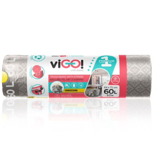 Торби за Смет VIGO! Premium №1 Silver с Връзка 60л 10бр 1