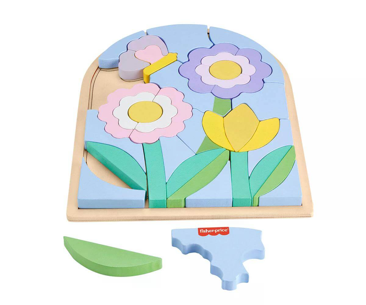 Дървен пъзел Fisher-Price Цветя (37 части)