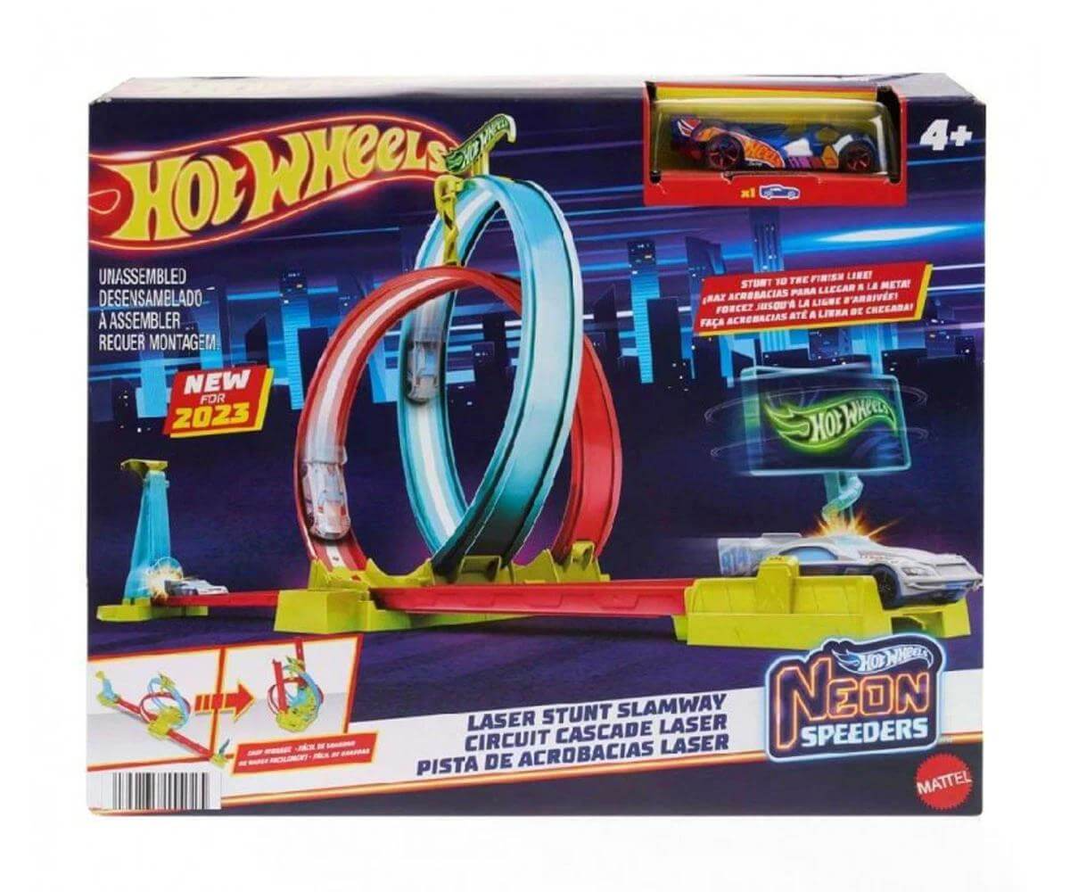 Hot Wheels Neon Speeders писта с двоен лупинг и количка 1