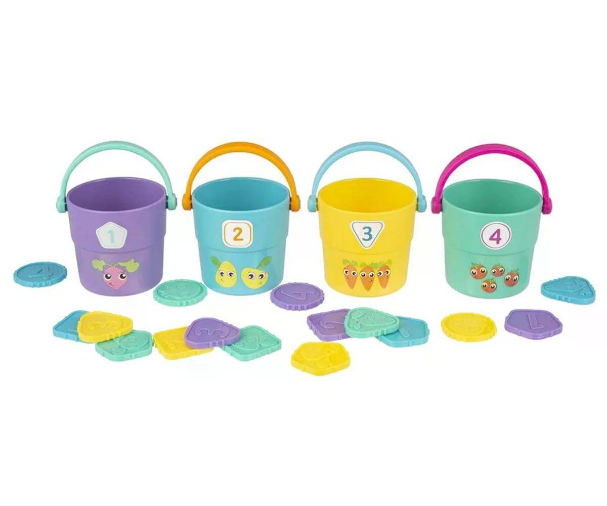 Активна играчка кофички с жетони за броене и сортиране Playgro, 12- 36м 1