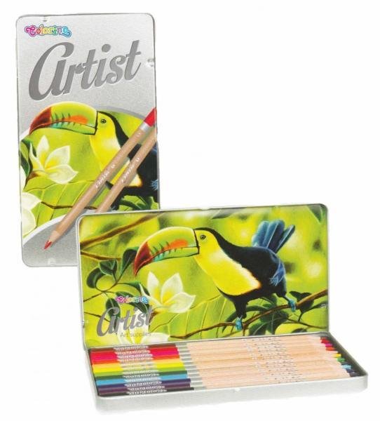Цветни моливи 12 цвята Colorino Artist в метална кутия 1