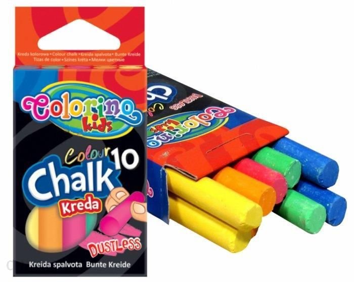Цветни тебешири 10 цвята безпрашен Colorino 1