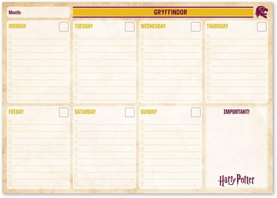 Седмичен планер А4 Грифиндор Harry Potter 1