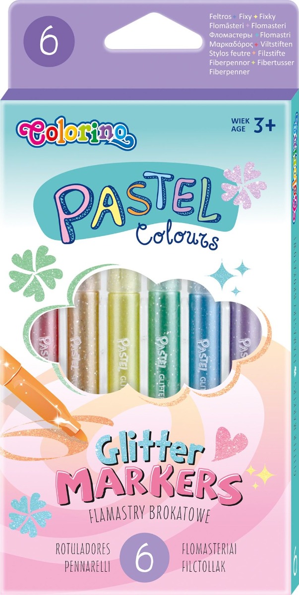 Флумастри брокат Pastel 6 цвята Colorino 1