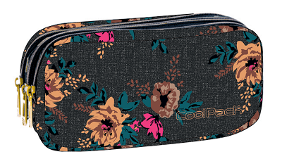 Несесер с 3 ципа PRIMUS Grey Denim Flowers 1