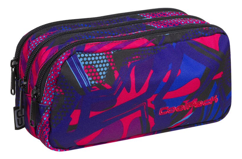 Ученически несесер с три ципа COOLPACK - PRIMUS - Crazy Pink Abstract 1