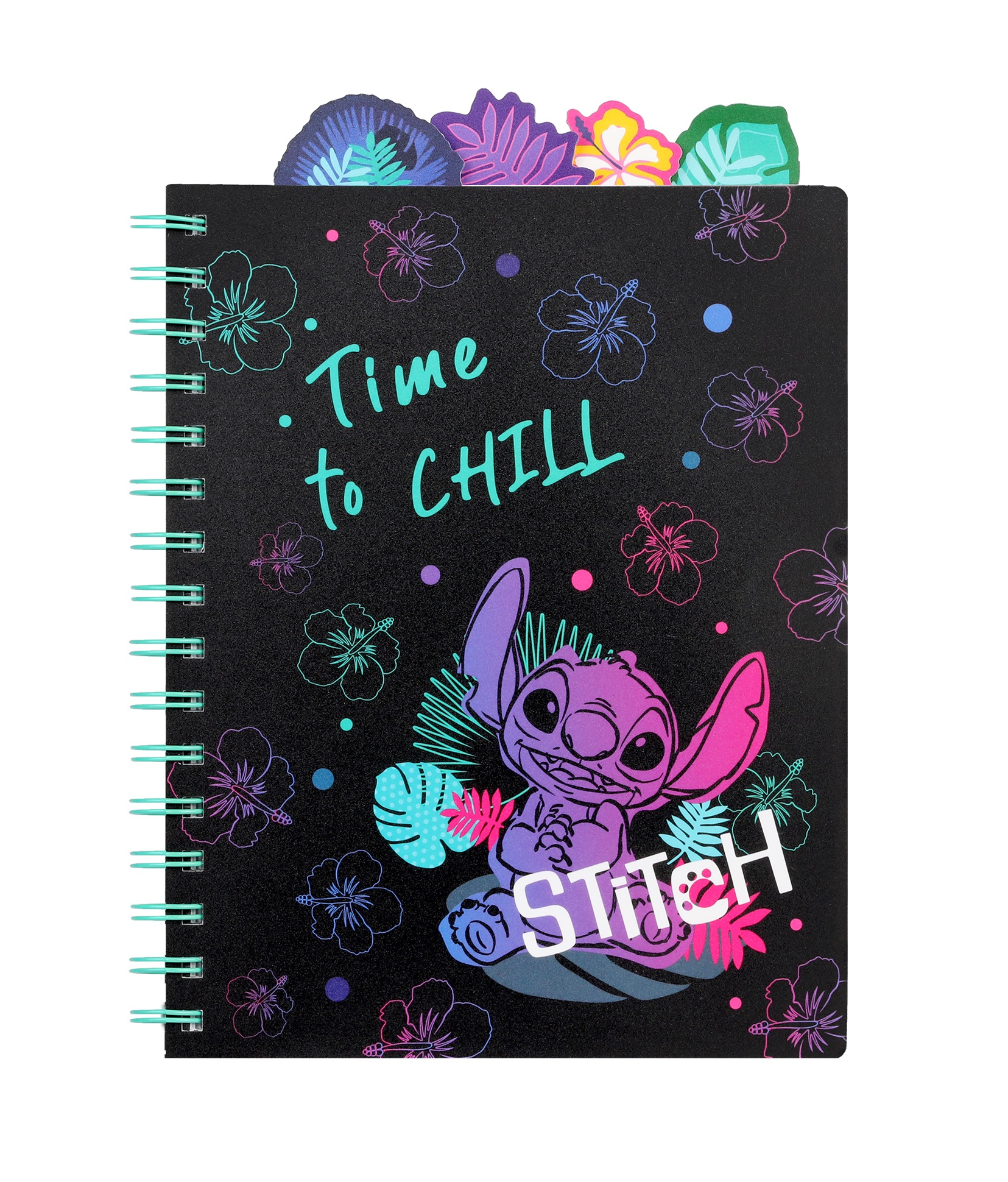 Тетрадка спирала с разделители - A5 - 100 л -STITCH Black Time to Chill