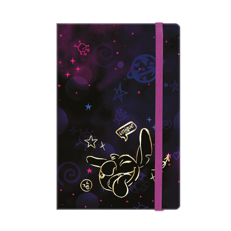 Тетрадка с ластик A5 - 80 л ред - STITCH GOLD - 1 1