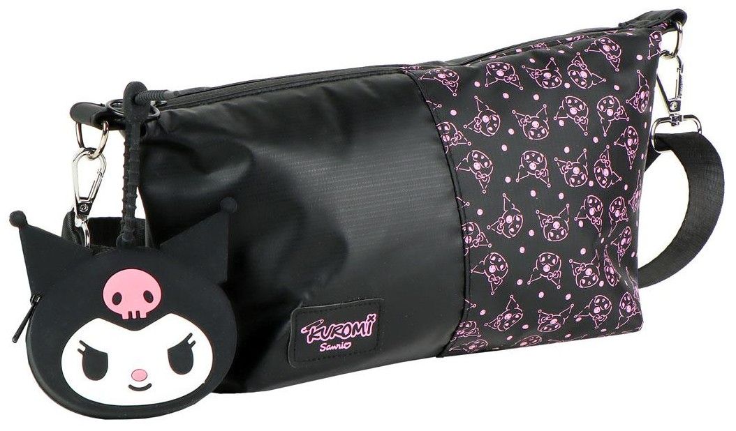 Черна чанта за рамо и портмоне Hello Kitty Kuromi 1