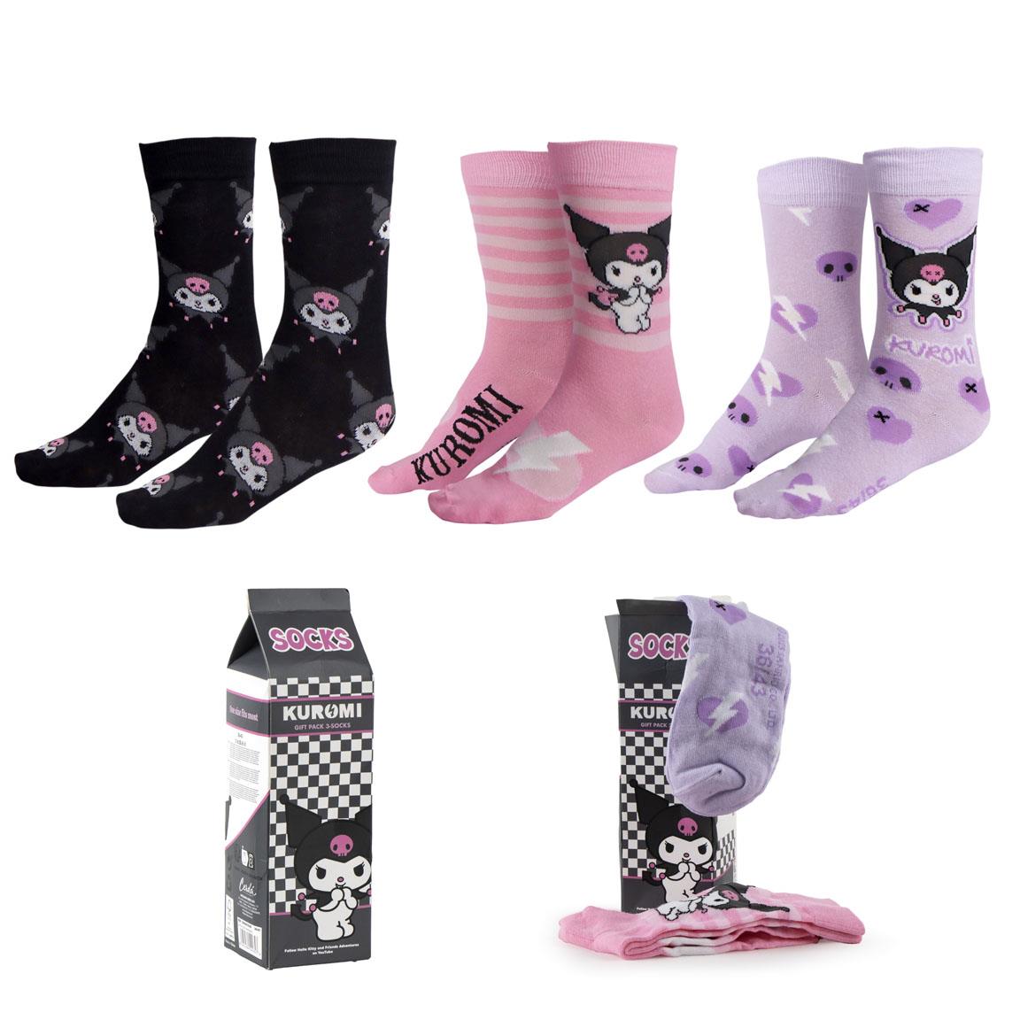 Комплект 3 чифта чорапи в кутия Hello Kitty Kuromi 1