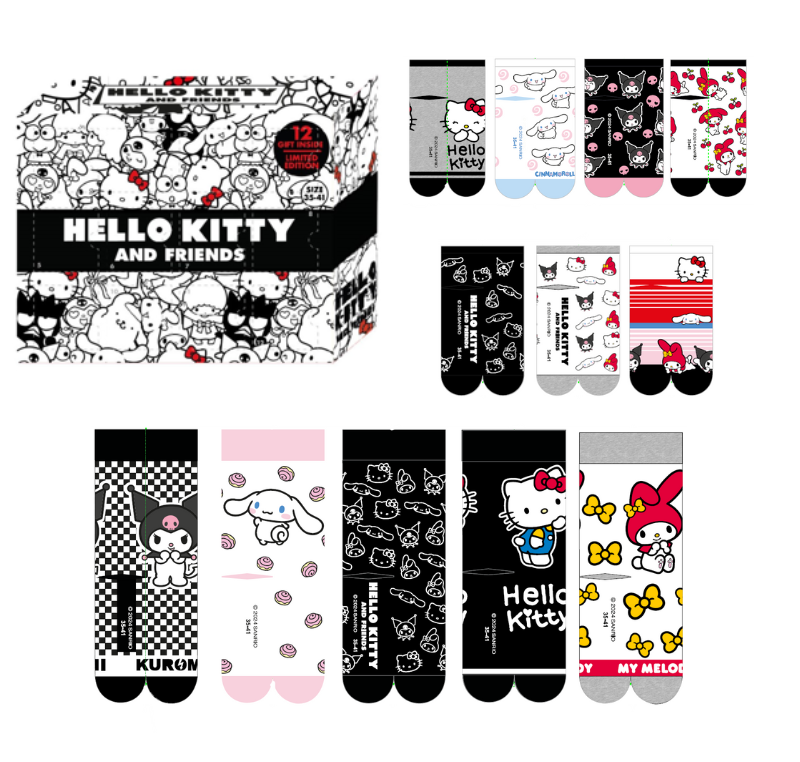 Подаръчна кутия 12 чифта чорапи Hello Kitty 35/41 1