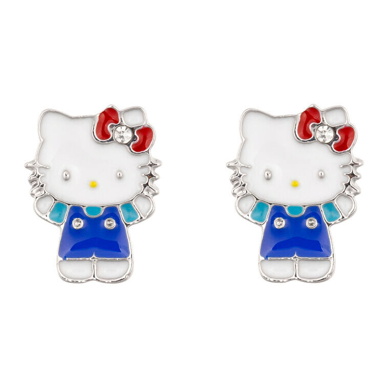 Посребрени обеци Hello Kitty 1
