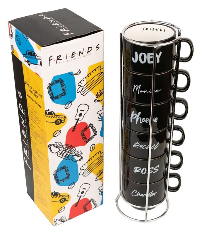 Комплект керамични чаши Grupo Erik - Friends на метална стойка, 6 бр. 150 ml. 1