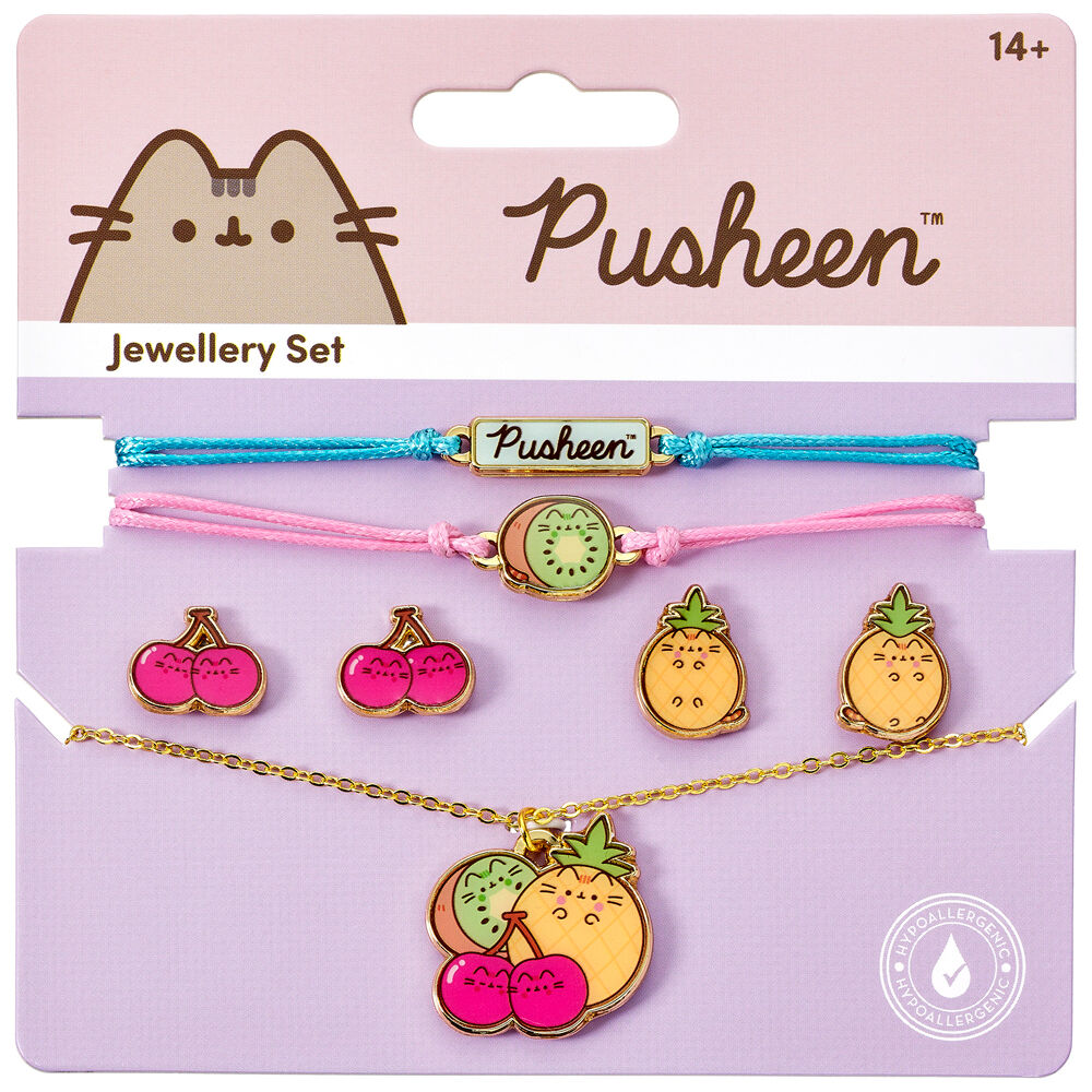 Подаръчен комплект Pusheen - колие, гривни и обеци 1