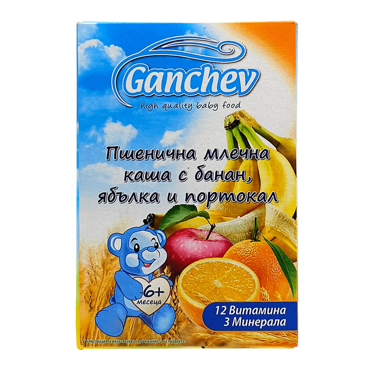Каша ГАНЧЕВ Банан, ябълка и портокал 6+ месеца 200гр 1