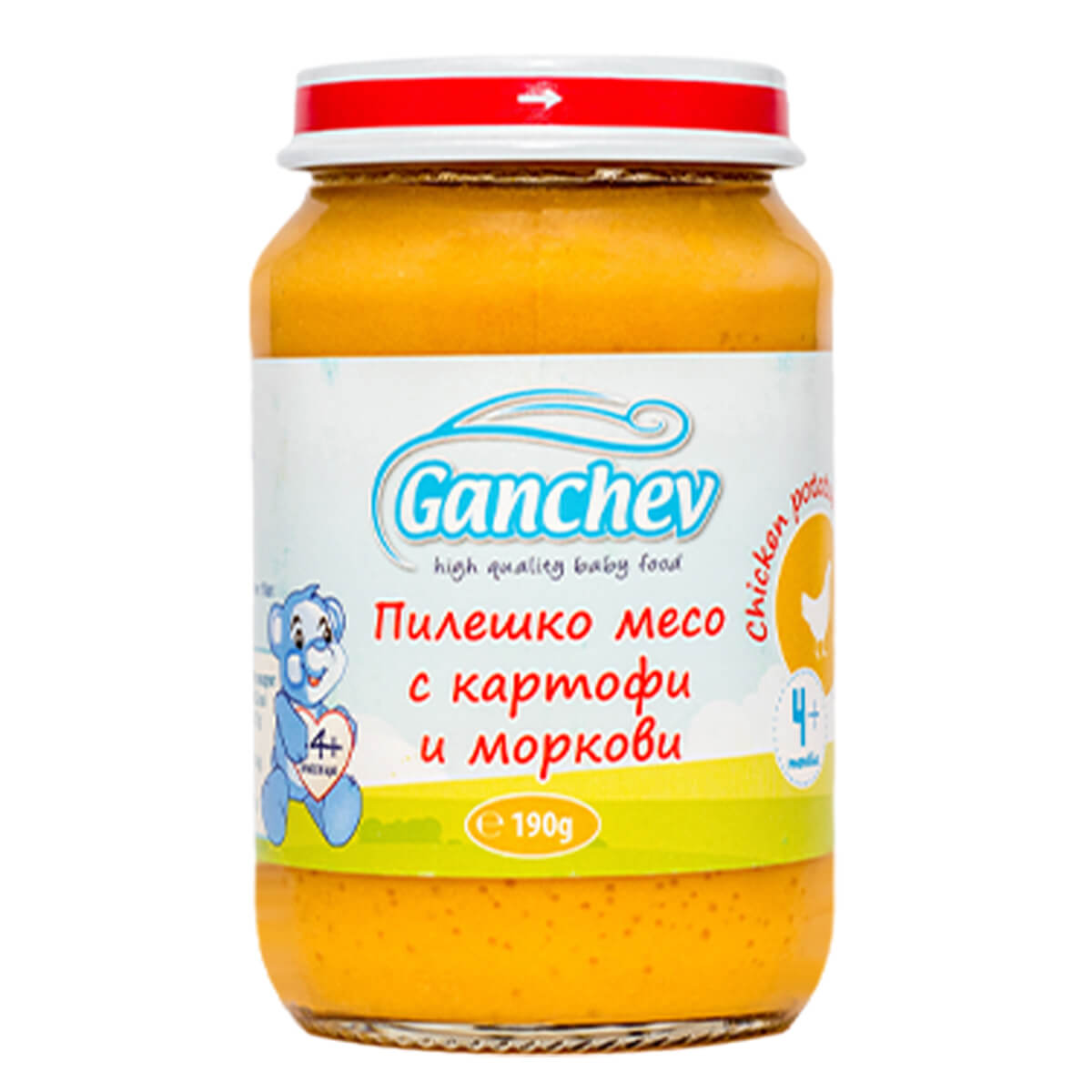 Пюре ГАНЧЕВ Пиле с картофи и моркови 4+ месеца 190гр 1