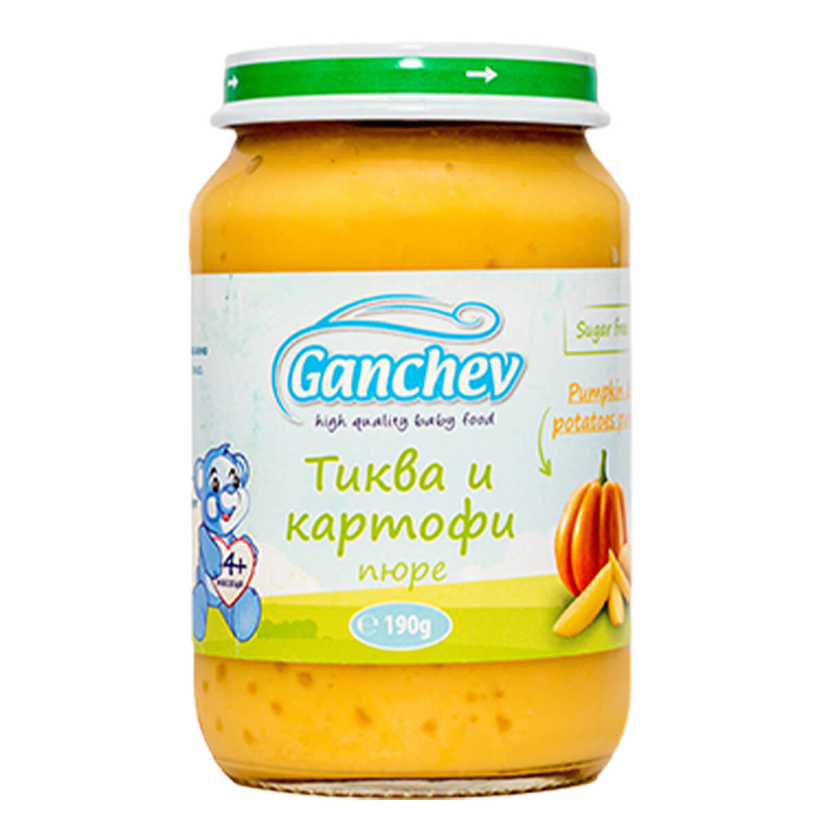 Пюре ГАНЧЕВ Тиква и картофи 4+ месеца 190гр 1