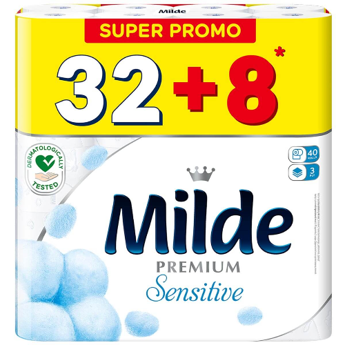 Тоалетна Хартия MILDE Sensitive Strong Soft 32+8бр 1